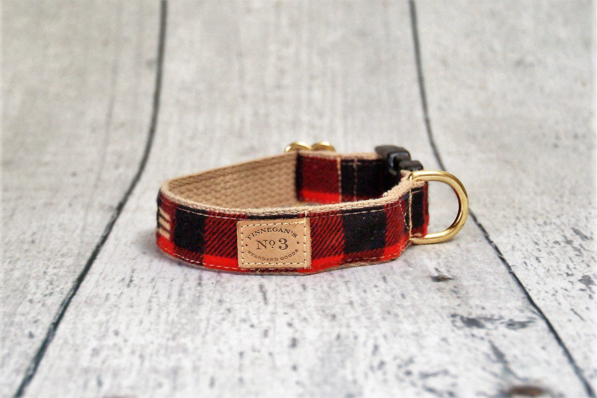 1" Red Buffalo Plaid Collar