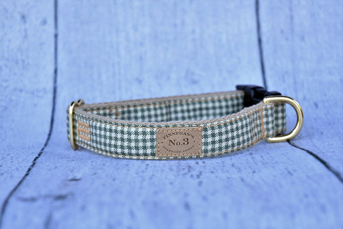 1" Small Green Plaid Collar