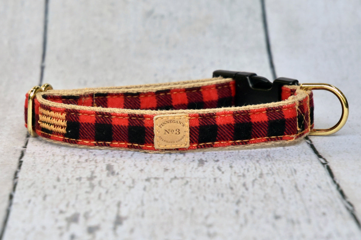 3/4" Small Print Red Buffalo Plaid Collar