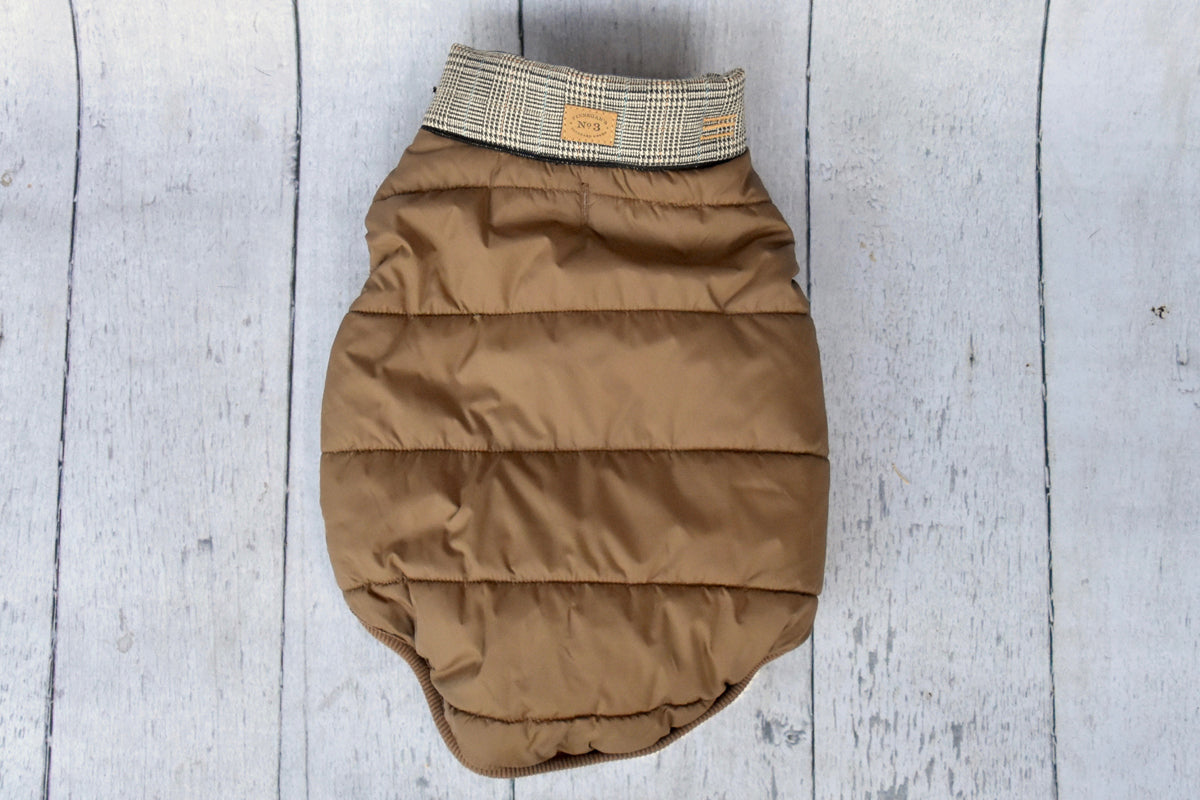 Brown Houndstooth Puffer Jacket