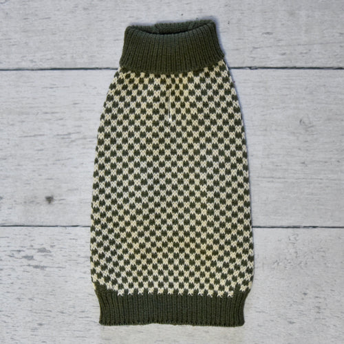 Olive Green and Cream Checker Sweater