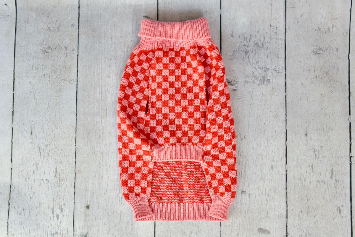 Checkers in Pinks Sweater
