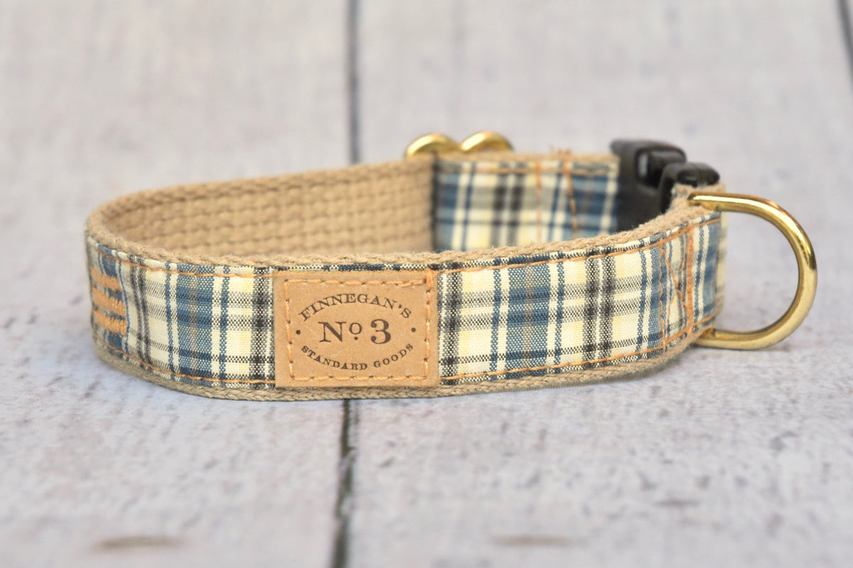1" Bellamy Blue Plaid Collar