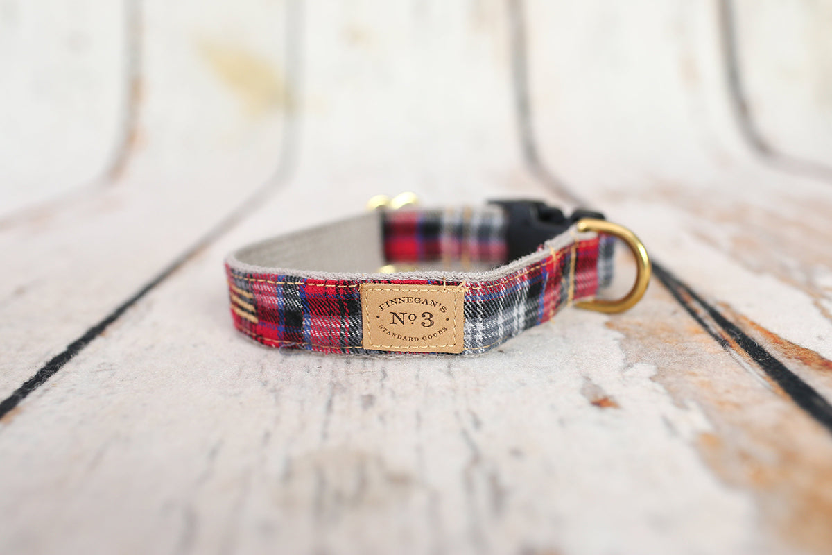1" Red Plaid Collar