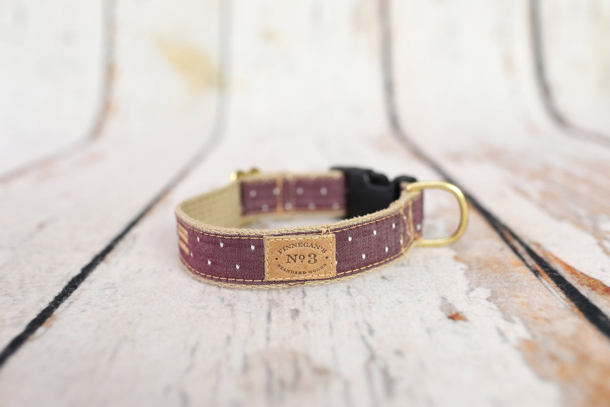 1" Burgundy Pin Dot Collar