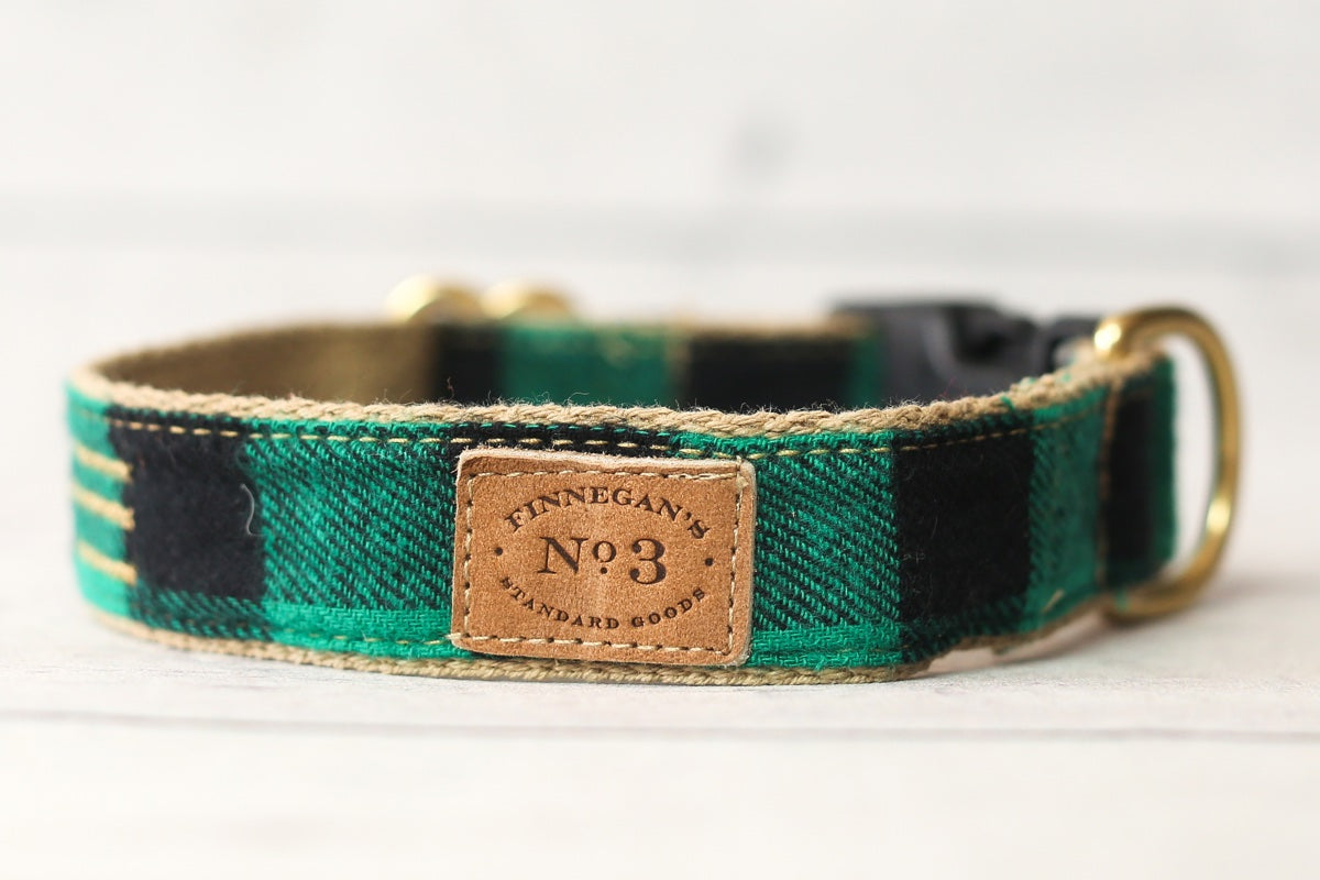 1" Green Buffalo Plaid Collar
