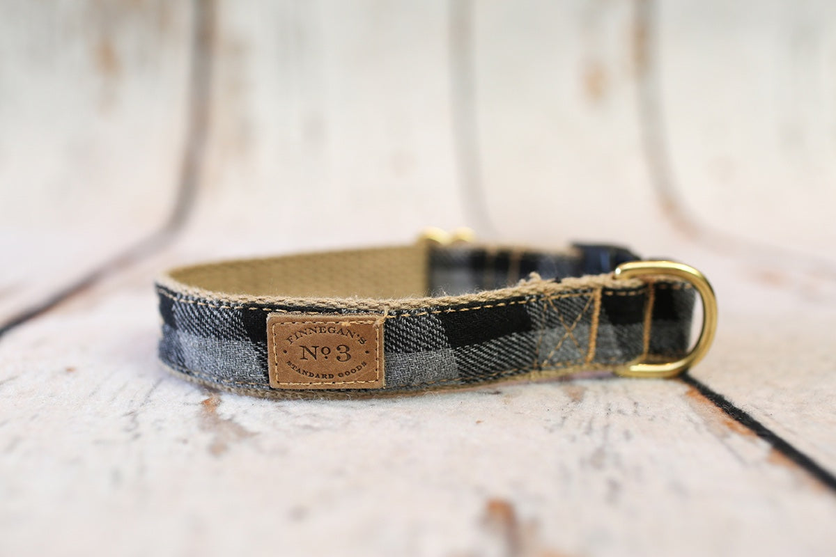 1" Grey Buffalo Plaid Collar