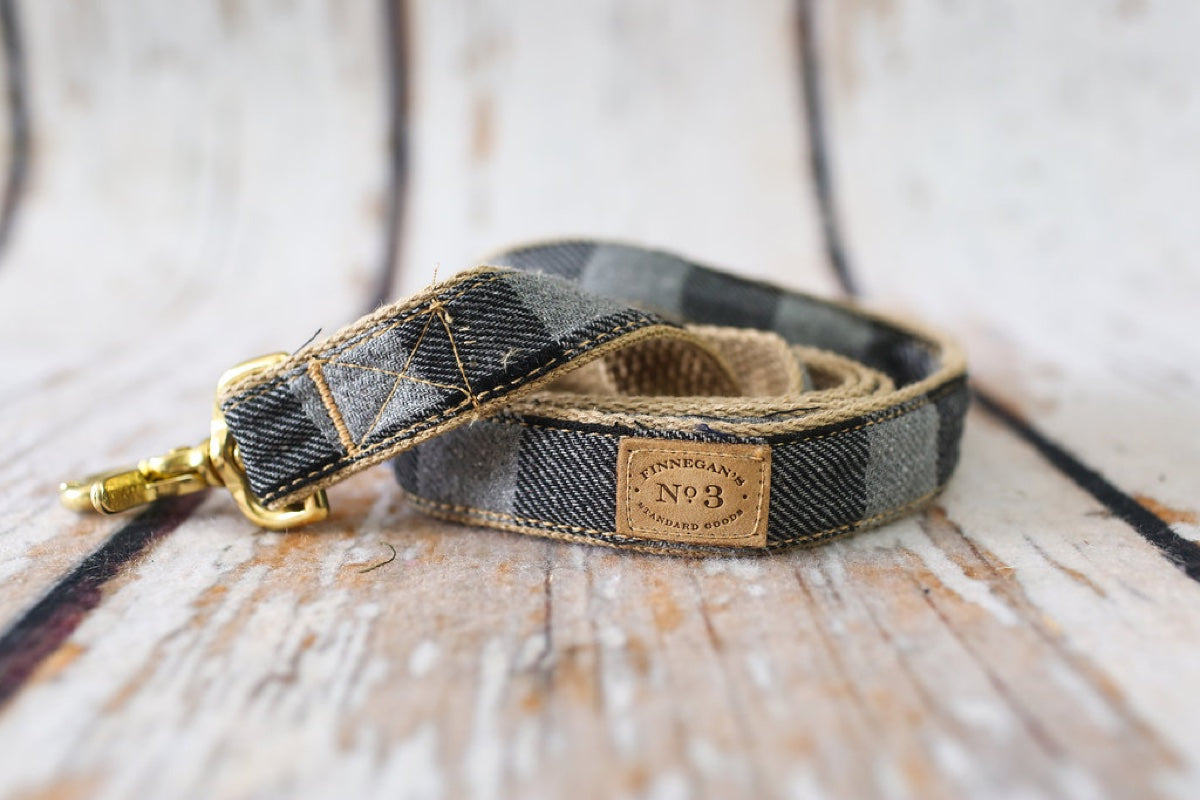 1” Grey Buffalo Plaid Lead
