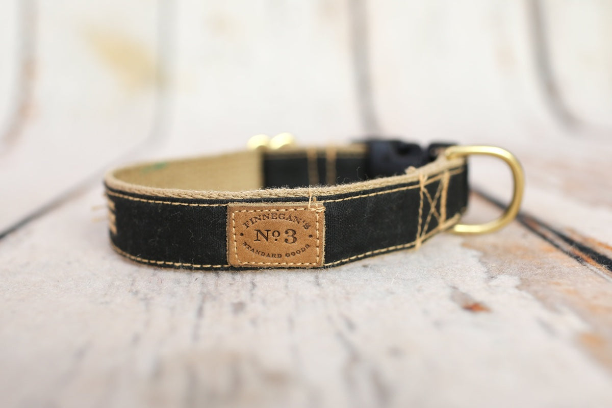 1" Tar Black Waxed Cotton Collar