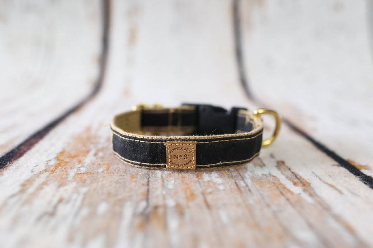 3/4" Tar Black Waxed Cotton Collar